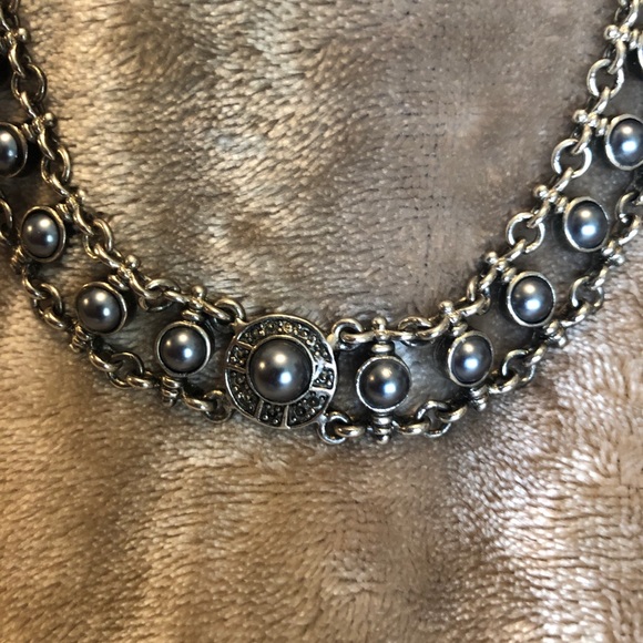 Dark Gray or Charcoal/Silver Necklace Set - Picture 4 of 6